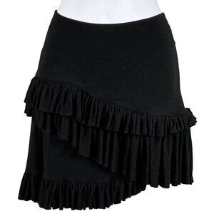 Altuzarra Womens 38/ Large Black Ruffled Asymmetrical Soft Skirt Made In France